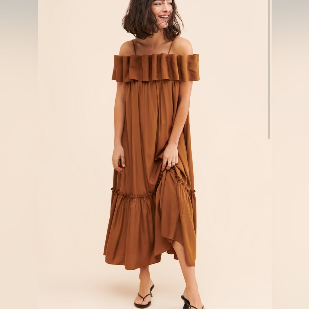 Off the Shoulder Structured Dress Anthro